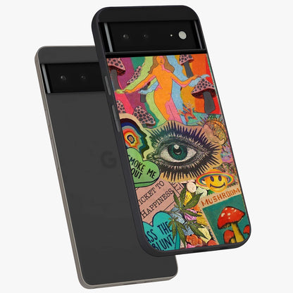 Mystic Eye Wonderland Glass Case displayed in angled mockup highlighting magical eye illustration with dreamy aesthetic.