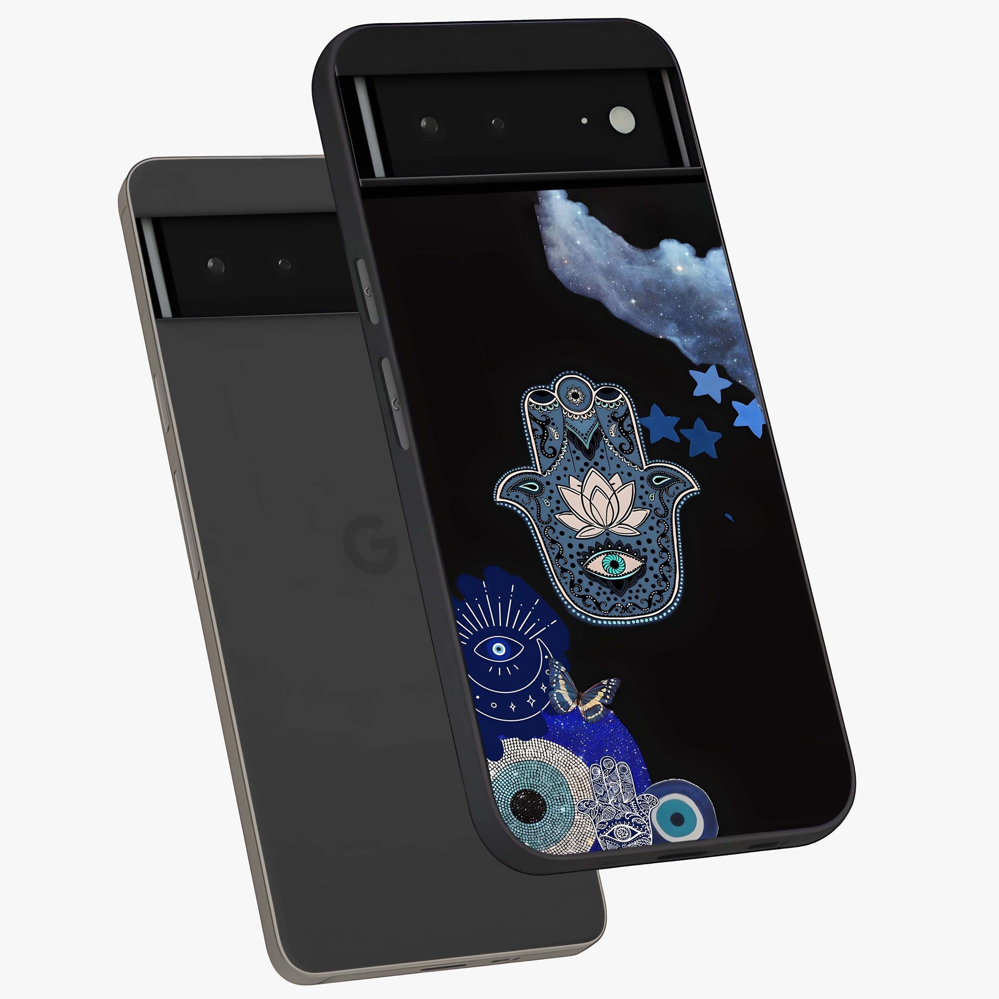 Mystic Hand Aura Glass Case displayed in angled mockup highlighting magical aura design with spiritual aesthetic style.