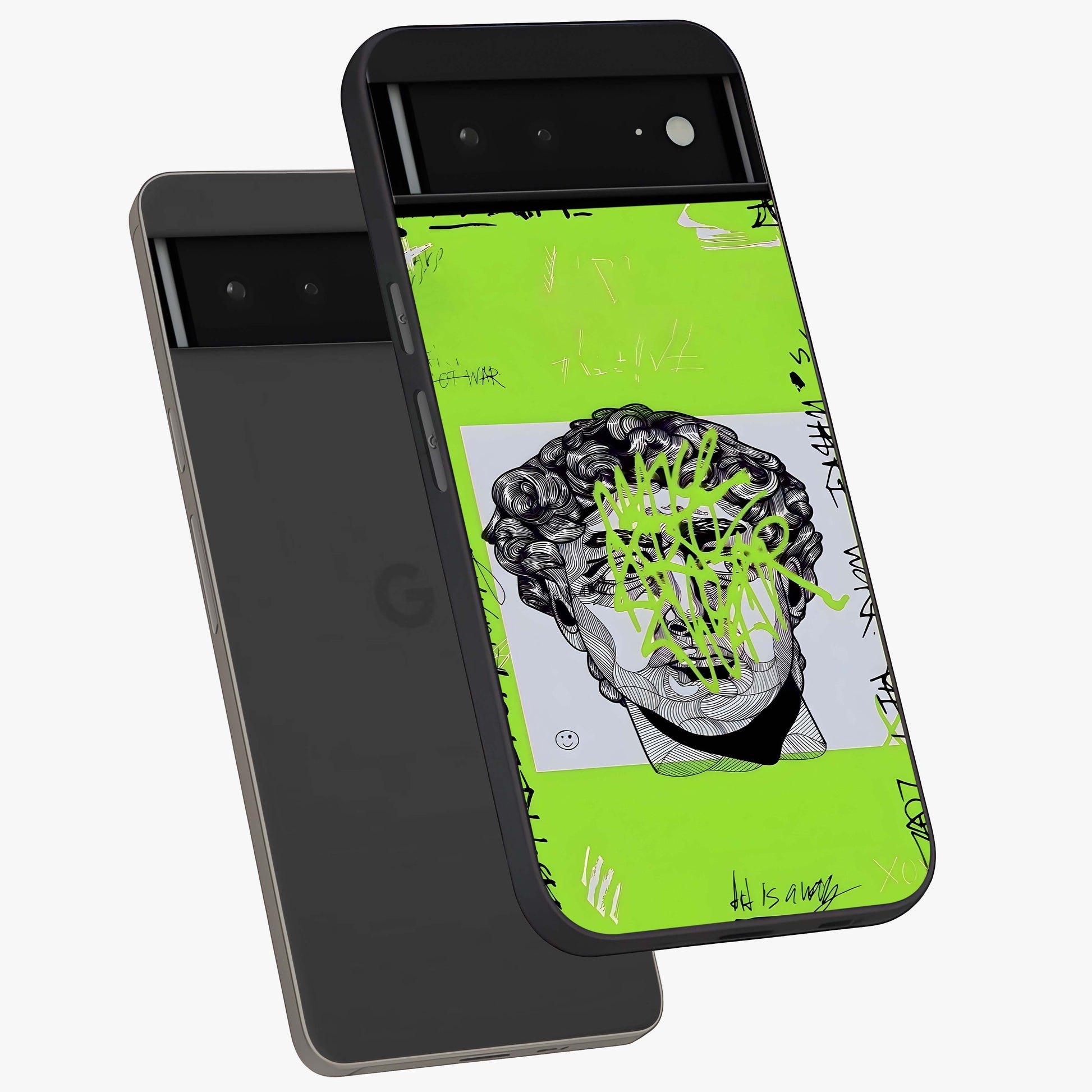 Neo Graffiti Rebellion Glass Case displayed in angled mockup highlighting urban street art design with rebellious aesthetic.