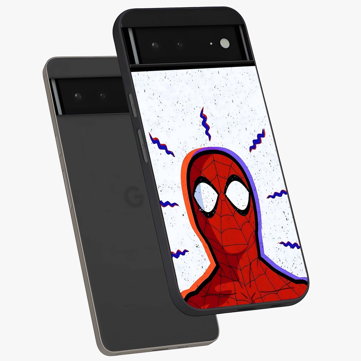 Omg Spiderman Glass Case displayed in angled mockup highlighting dynamic hero illustration with action comic aesthetic.
