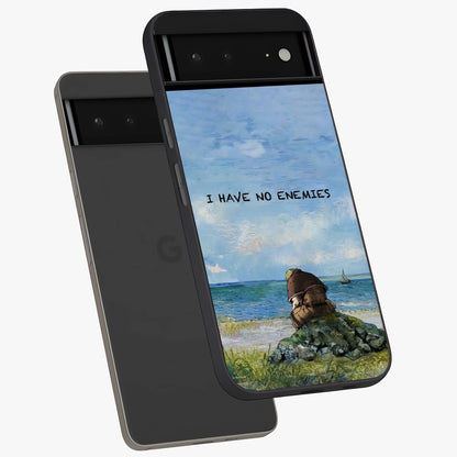 Peace Beyond War Glass Case displayed in angled mockup highlighting meaningful message design with artistic aesthetic style.