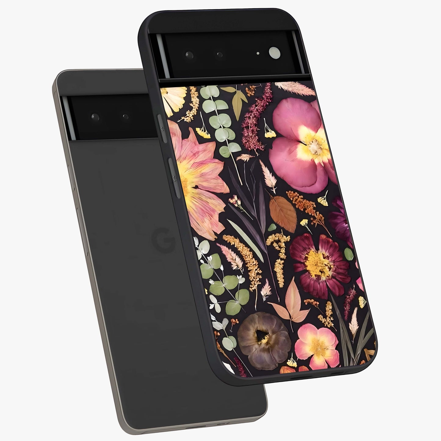 Petal Dream Tapestry Glass Case displayed in angled mockup highlighting decorative petal pattern with elegant botanical aesthetic.