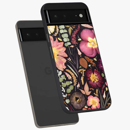 Petal Dream Tapestry Glass Case displayed in angled mockup highlighting decorative petal pattern with elegant botanical aesthetic.