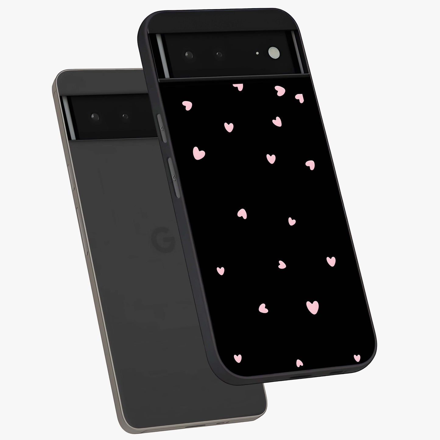 Pink Love Drops Glass Case displayed in angled mockup highlighting cute love drop design with vibrant pink aesthetic.