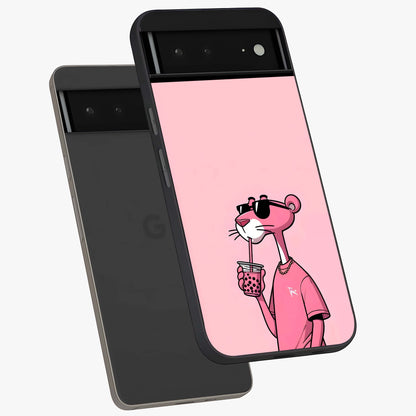 Pink Panther Glass Case displayed in angled mockup highlighting playful cartoon character design with vibrant pink aesthetic.