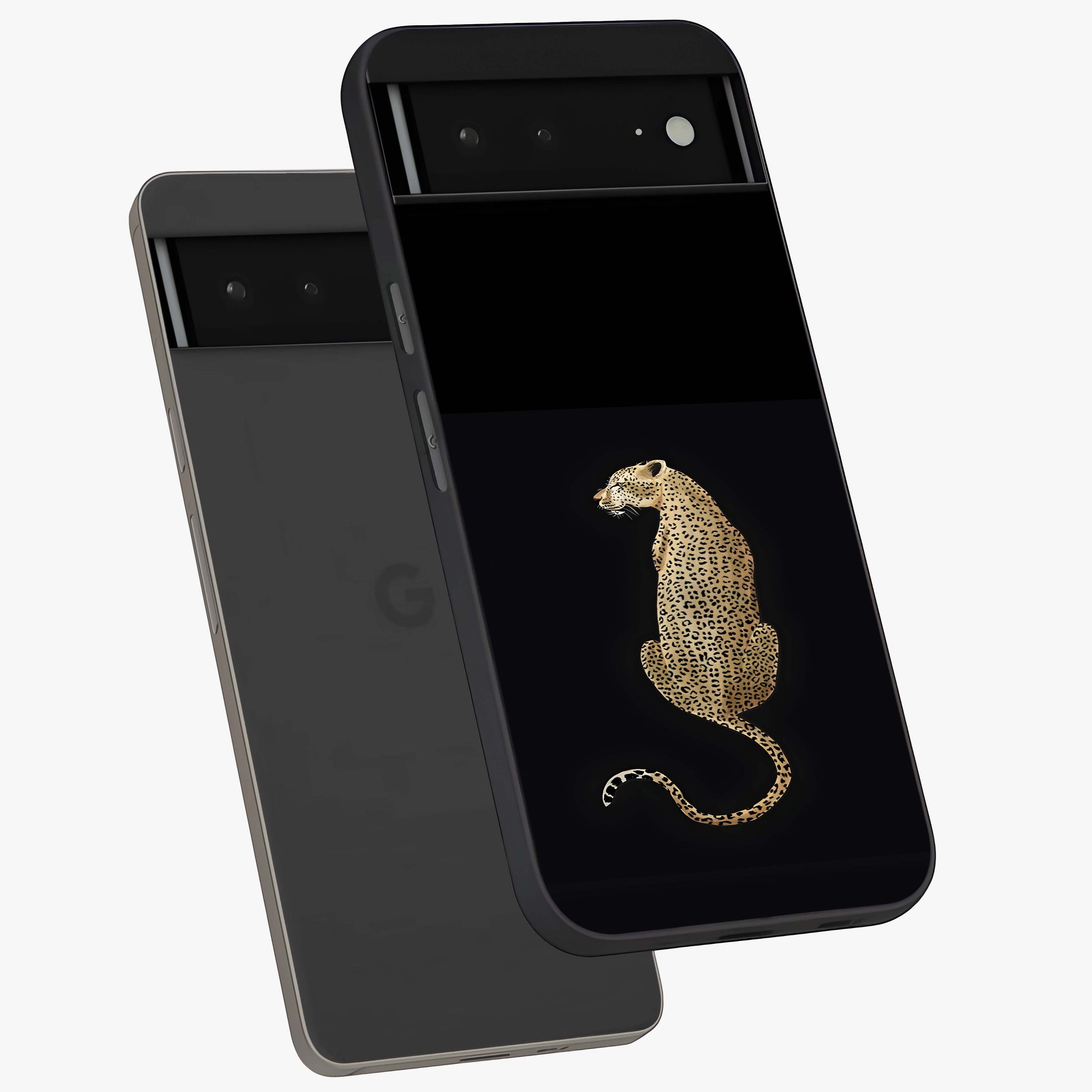 Regal Leopard Glass Case displayed in angled mockup highlighting powerful animal illustration with stylish wild aesthetic.