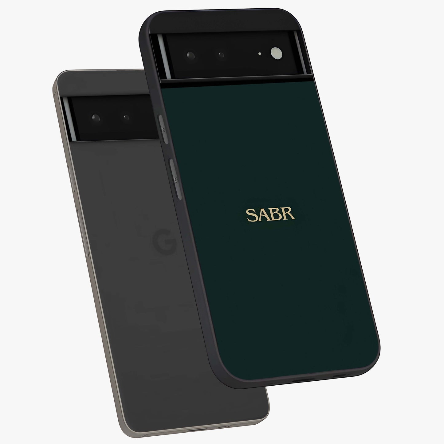 Sabr Minimal Patience Glass Case displayed in angled mockup highlighting simple inspirational design with clean aesthetic style.