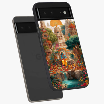 Sacred Sunlight Gods Glass Case displayed in angled mockup highlighting radiant spiritual design with celestial aesthetic.