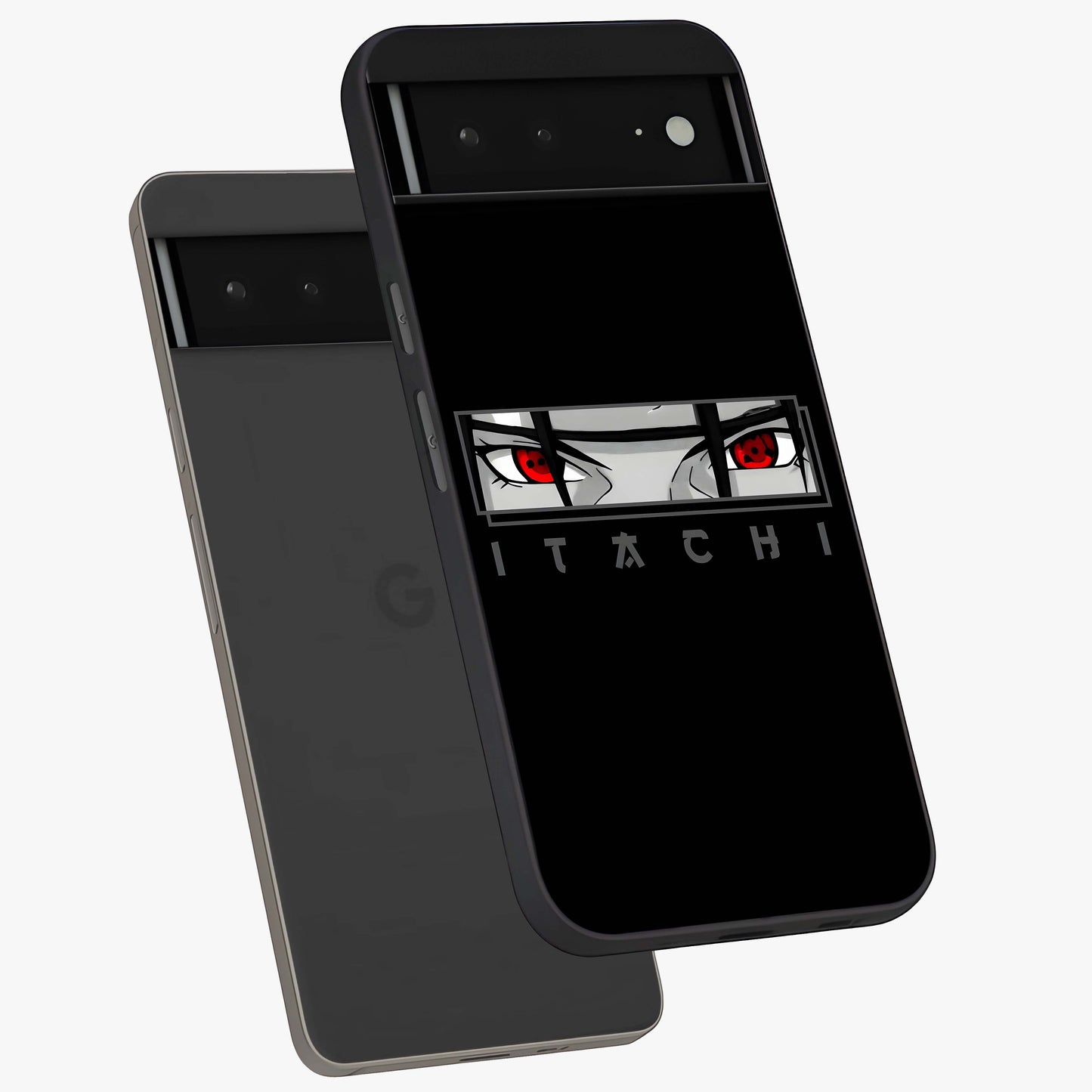 Scarlet Gaze Dominance Glass Case displayed in angled mockup highlighting intense visual design with bold scarlet aesthetic.