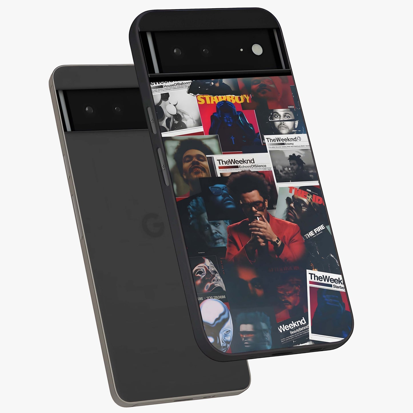 The Weeknd Glass Case displayed in angled mockup highlighting stylish pop culture inspired design with modern aesthetic.
