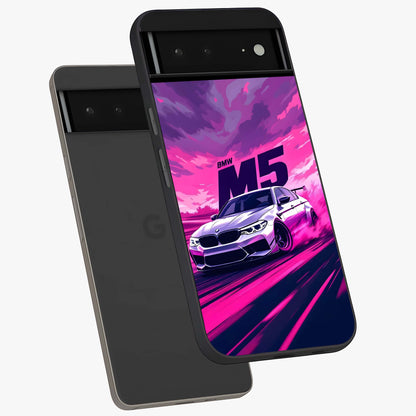 Velocity Drift Pulse Glass Case displayed in angled mockup highlighting dynamic drift design with sporty automotive aesthetic.