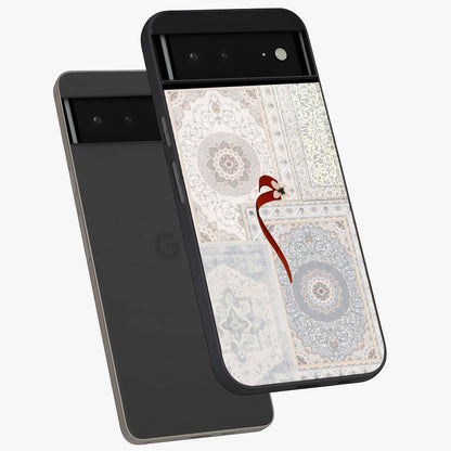 White Aesthetic Bow Glass Case displayed in angled mockup highlighting clean bow design with soft aesthetic style.