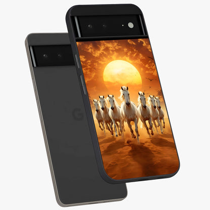 Wild Sunset Majesty Glass Case displayed in angled mockup highlighting vibrant sunset sky design with scenic aesthetic.