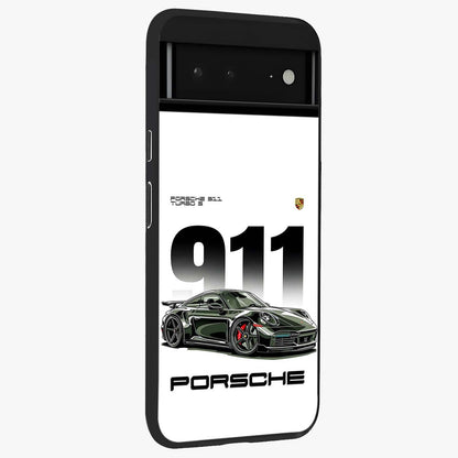 911 Turbo Dominance Glass Case upright perspective showcasing powerful racing design and modern automotive aesthetic.