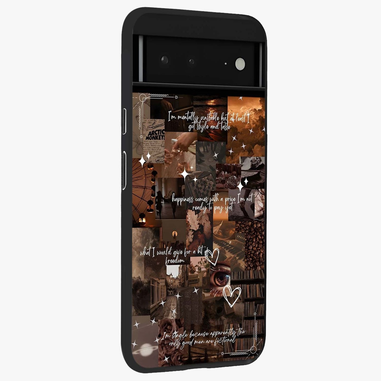 Bittersweet Aesthetic Chaos Glass Case upright view showcasing bold artistic chaos design with modern aesthetic style.