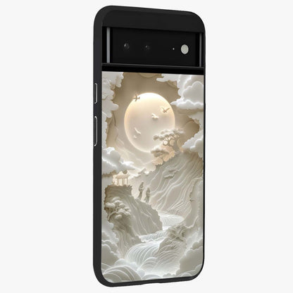 Celestial Origami Glass Case upright view showcasing creative origami artwork with modern celestial style.