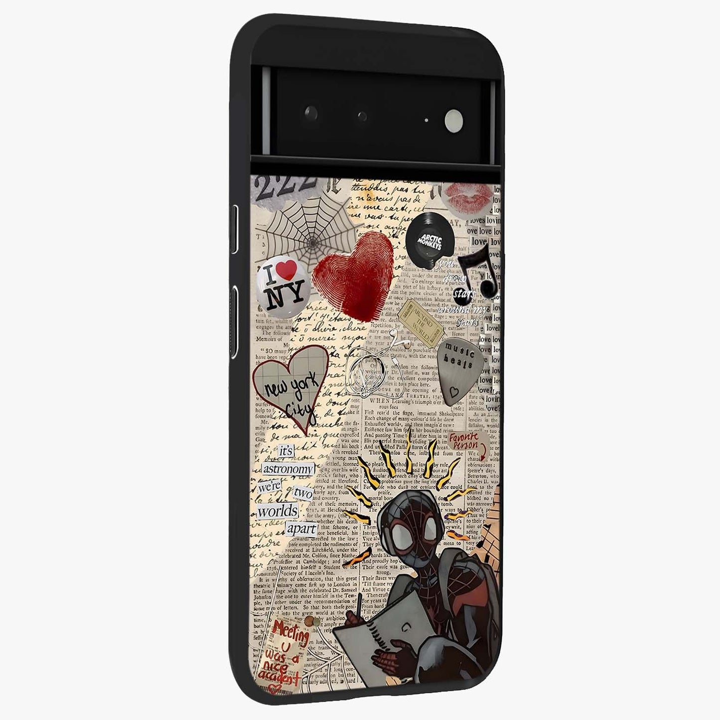 City Dream Sketch Glass Case upright view showcasing urban skyline artwork with stylish hand drawn design.