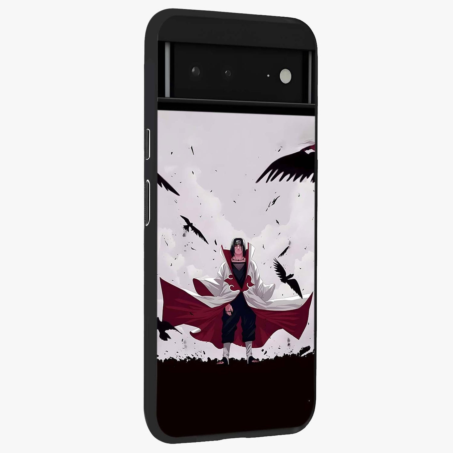 Crimson Crow Ascension Glass Case upright view showcasing dramatic crow artwork with bold gothic theme.
