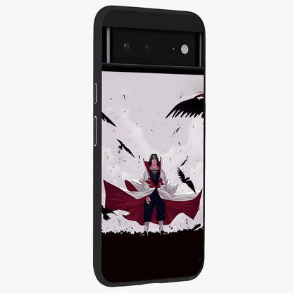 Crimson Crow Ascension Glass Case upright view showcasing dramatic crow artwork with bold gothic theme.