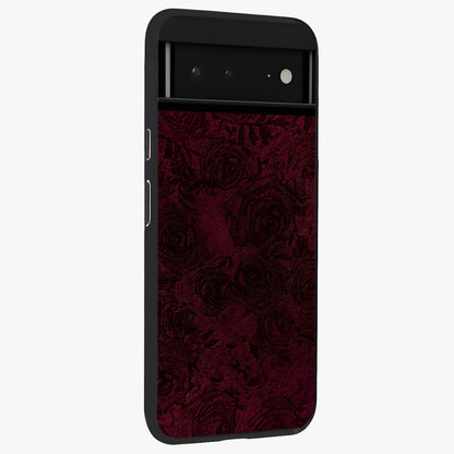 Crimson Fade Flow Glass Case upright view showcasing dynamic crimson flow artwork with stylish abstract theme.