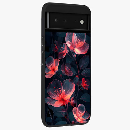Dark Shade of Flower Glass Case upright view showcasing delicate flower artwork with rich dark floral theme.