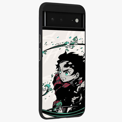 Demon Slayer Glass Case upright view showcasing powerful anime artwork with intense warrior theme.