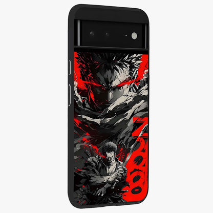 Demon Sword Resolve Glass Case upright view showcasing dramatic warrior artwork with intense battle theme.