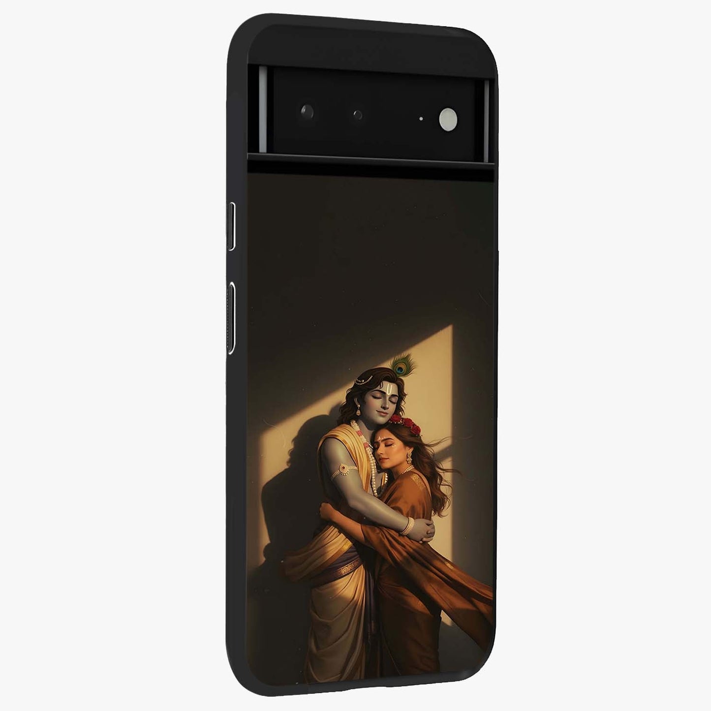 Divine Eternal Love Glass Case upright view showcasing graceful spiritual artwork with eternal love theme.