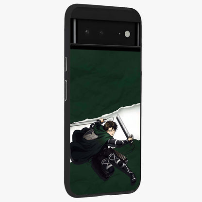 Emerald War Vanguard Glass Case upright view showcasing dramatic warrior artwork with bold fantasy theme.