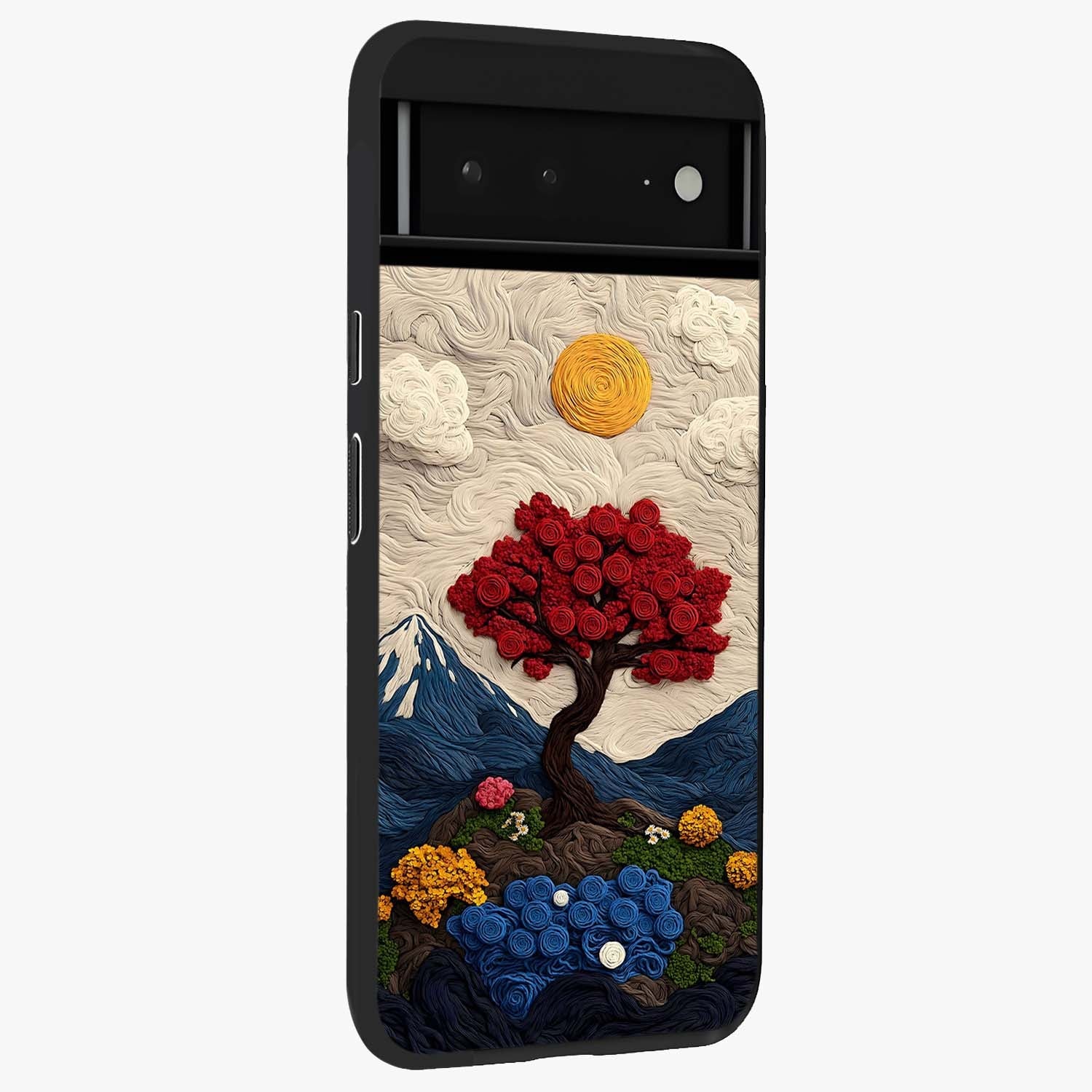 Eternal Nature Tapestry Glass Case upright view showcasing elegant nature tapestry design with decorative style.