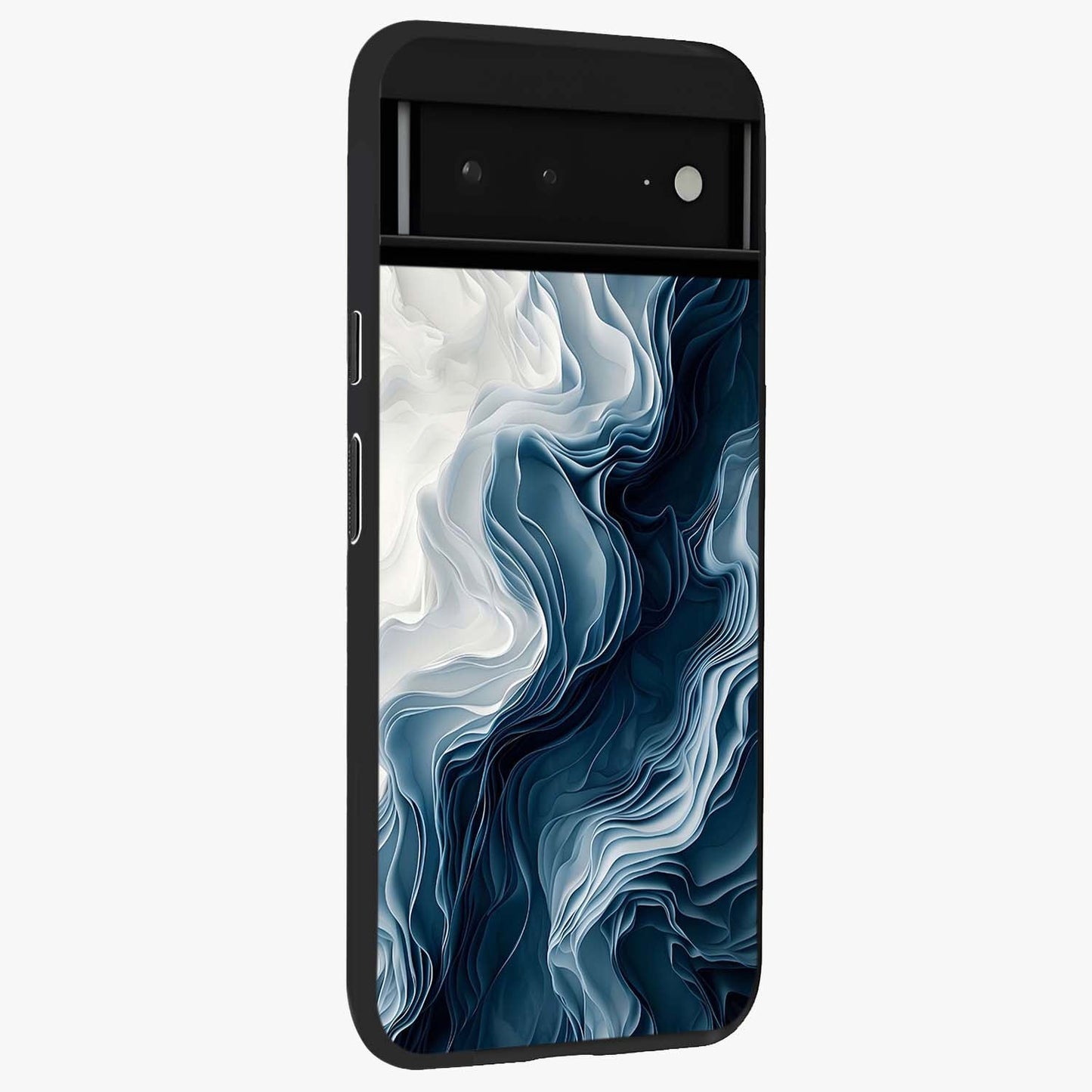 Ethereal Paper Marble Glass Case upright view showcasing smooth marble artwork with refined minimalist theme.