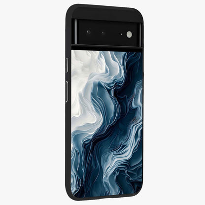 Ethereal Paper Marble Glass Case upright view showcasing smooth marble artwork with refined minimalist theme.