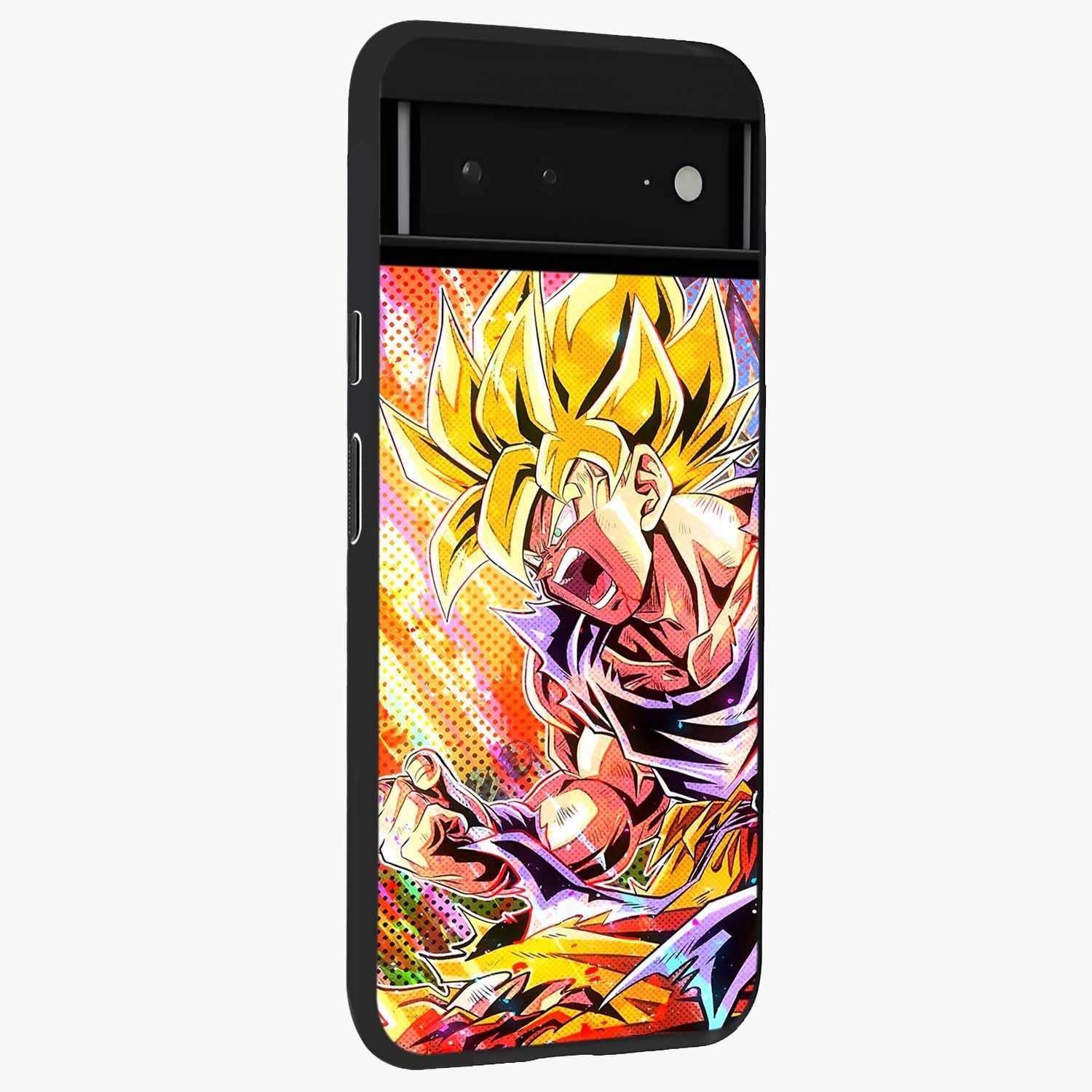 Firing Goku Glass Case upright view showcasing energetic anime artwork with bold warrior theme.