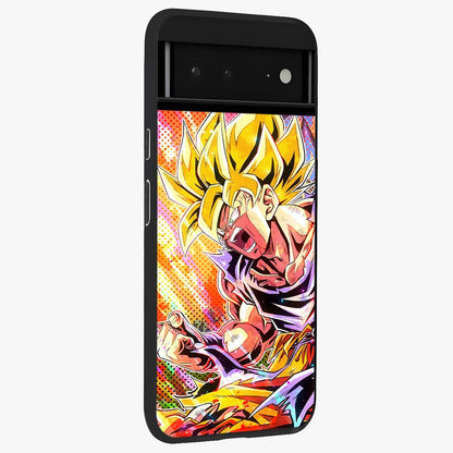 Firing Goku Glass Case upright view showcasing energetic anime artwork with bold warrior theme.