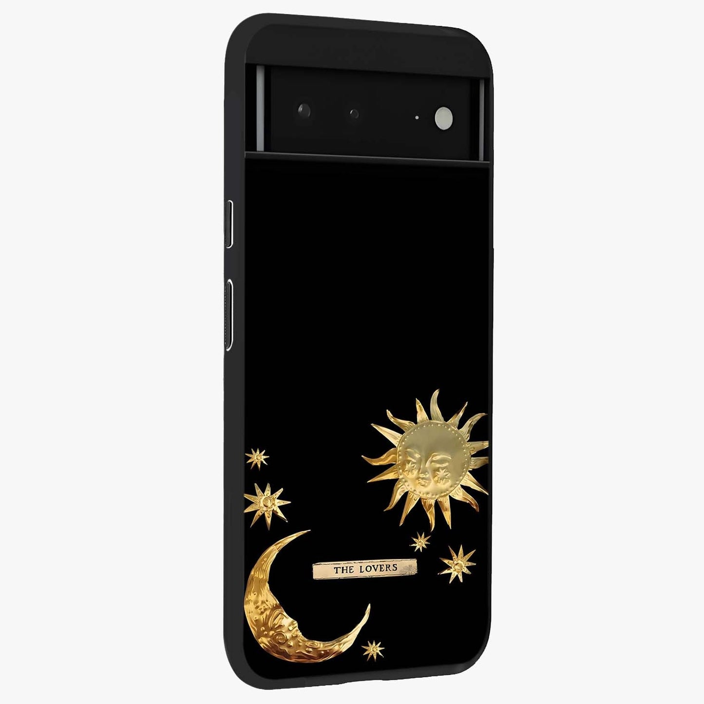 Gold Sun Blush Glass Case upright view showcasing glowing sun artwork with elegant celestial theme.