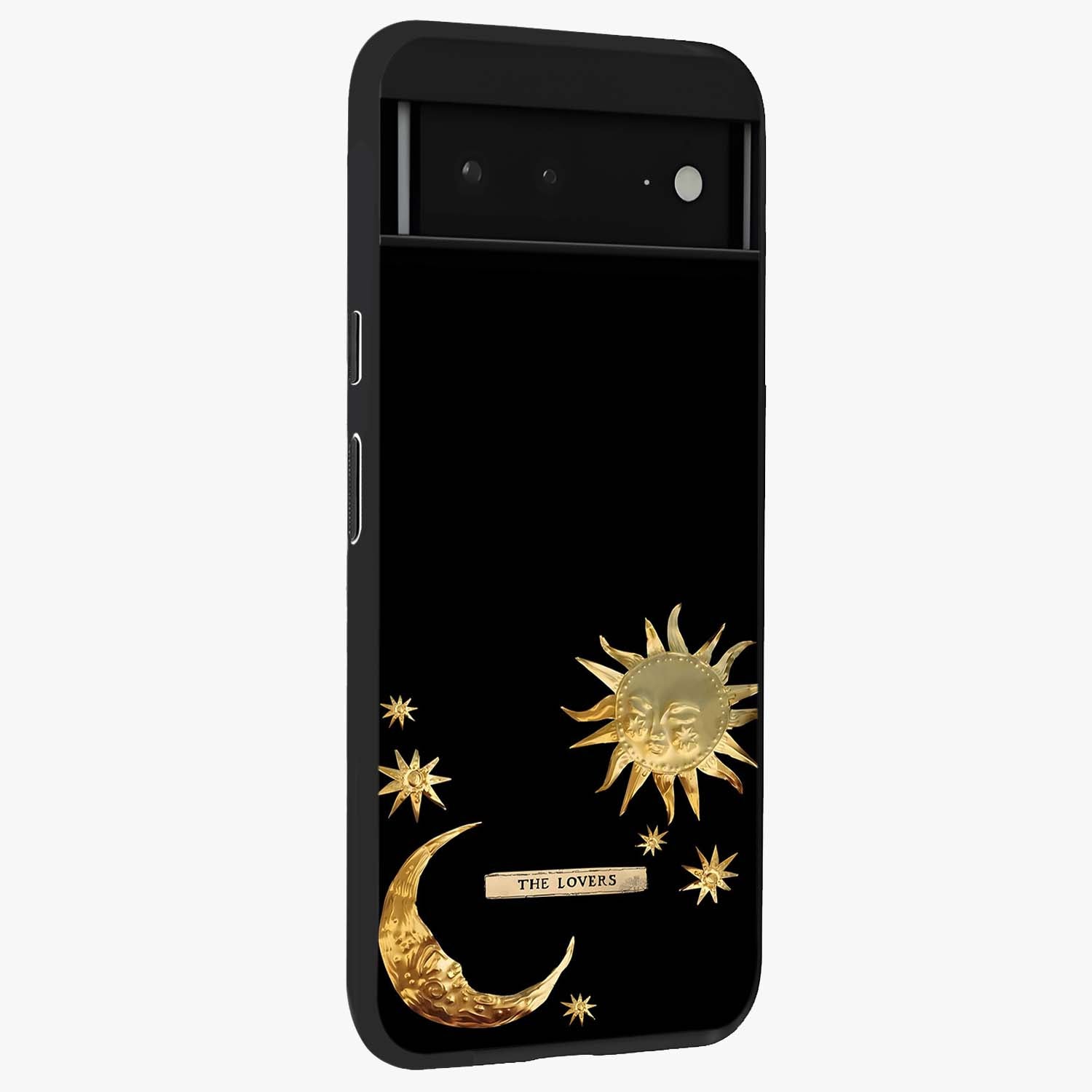 Gold Sun Blush Glass Case upright view showcasing glowing sun artwork with elegant celestial theme.