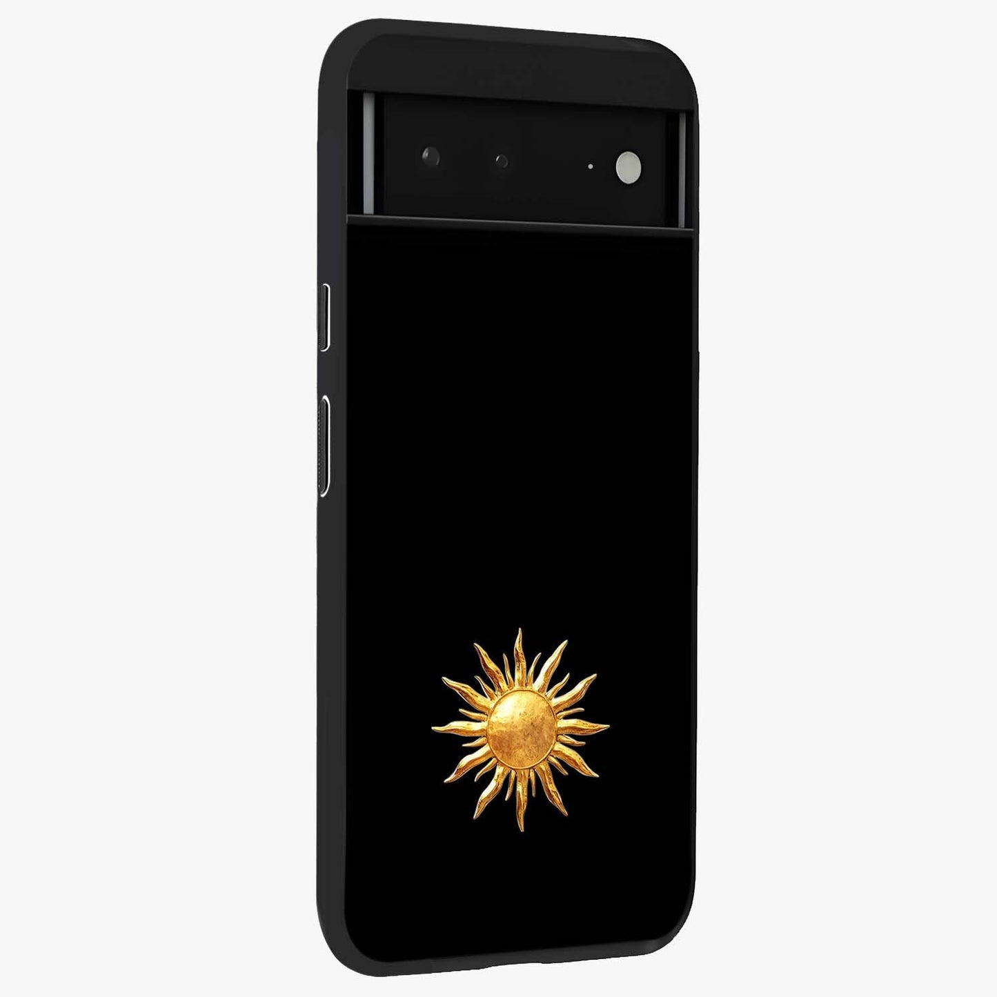 Golden Sun Minimalism Glass Case upright view showcasing haunting graveyard artwork with dramatic dark theme.
