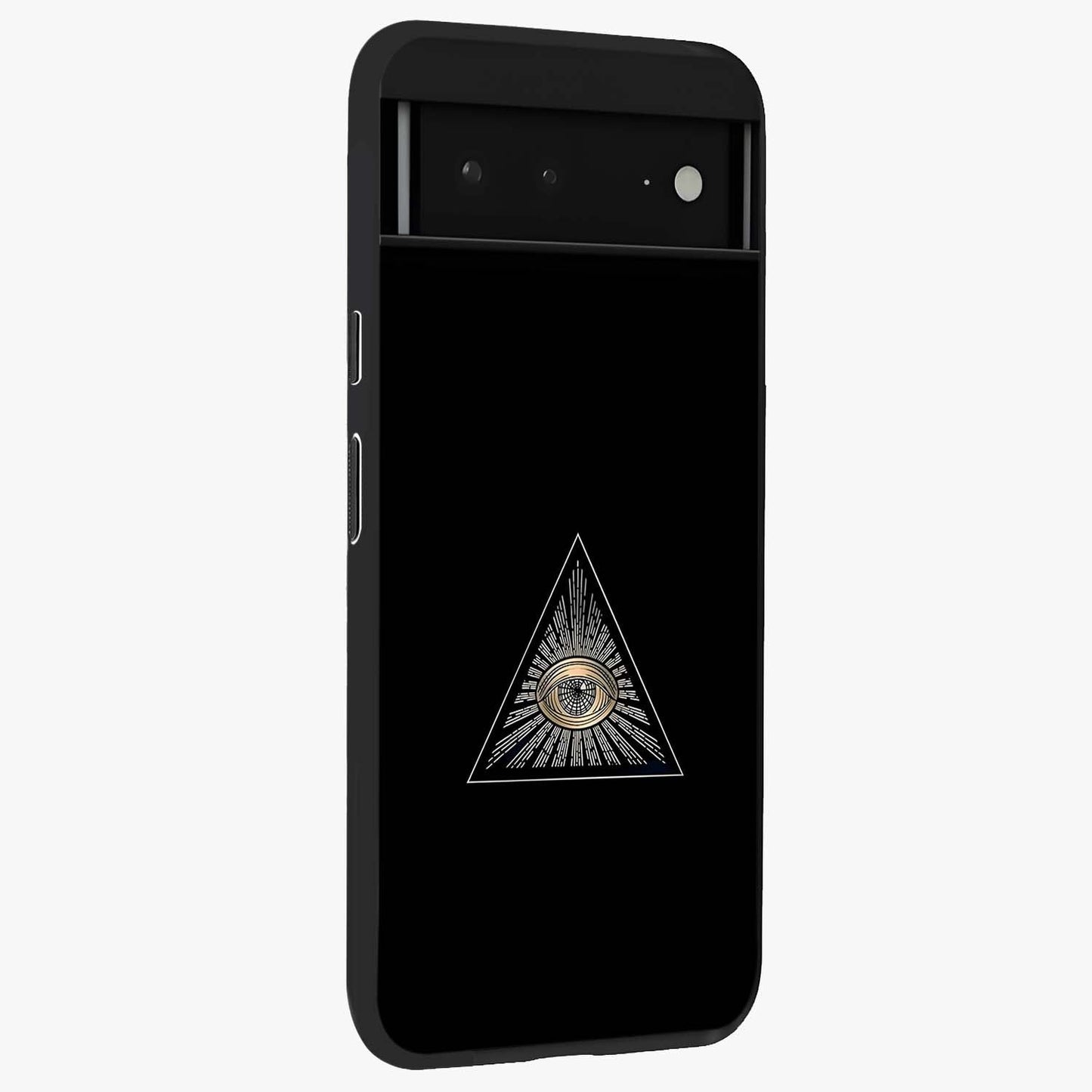 Illuminati Evil Glass Case upright view showcasing striking illuminati artwork with mysterious symbolic theme.