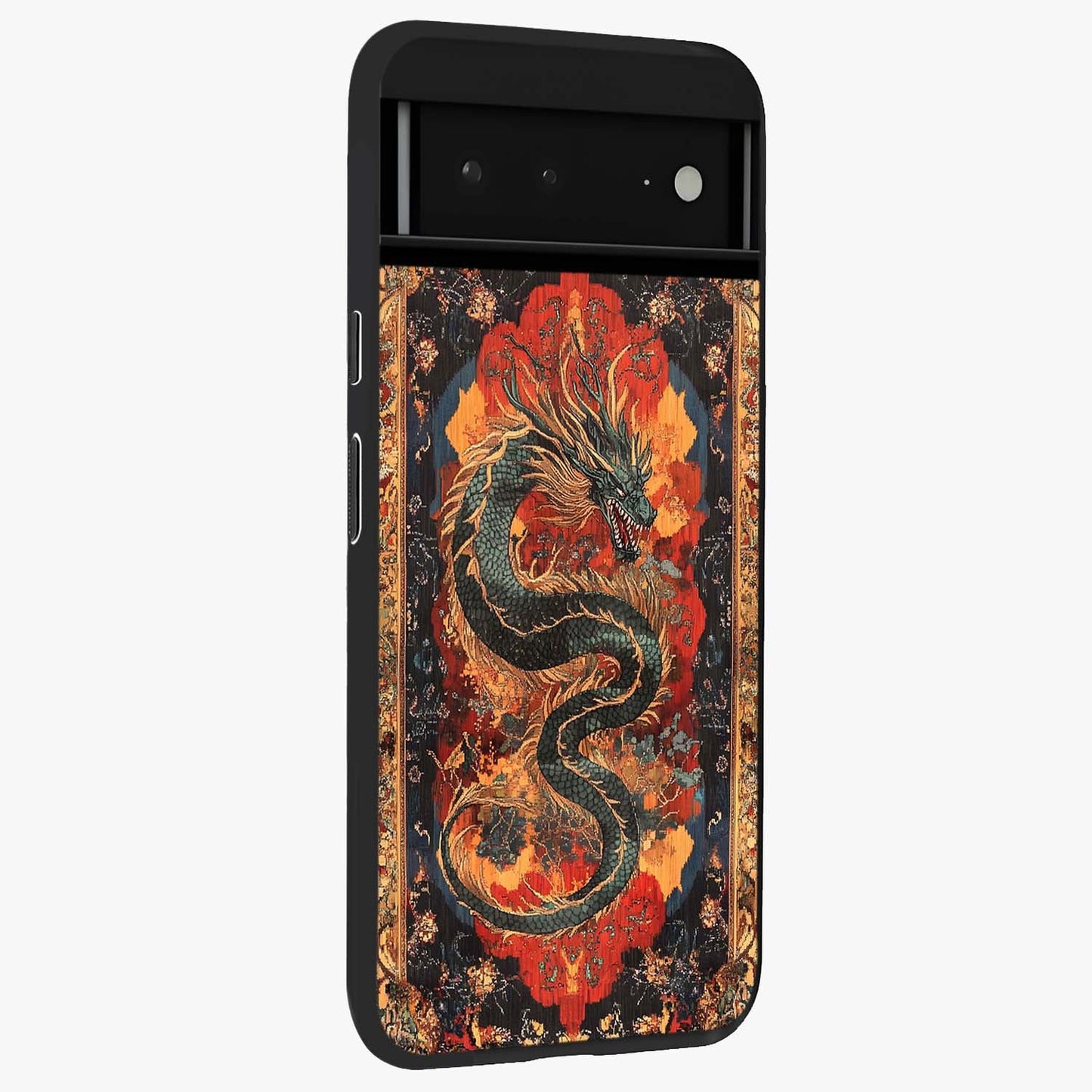 Inferno Dragon Soul Glass Case upright view showcasing intense dragon artwork with fantasy fire theme.