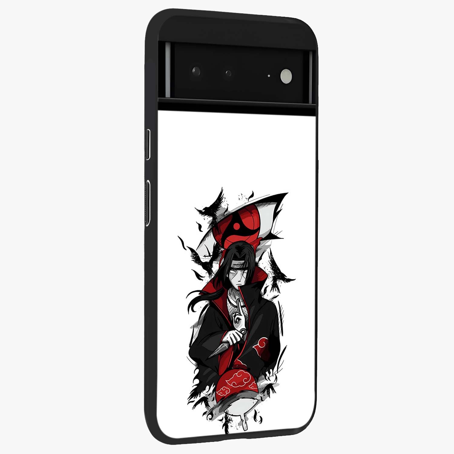 Itachi Limited Edition Naruto Anime Glass Case upright view showcasing intense anime artwork with powerful character theme.