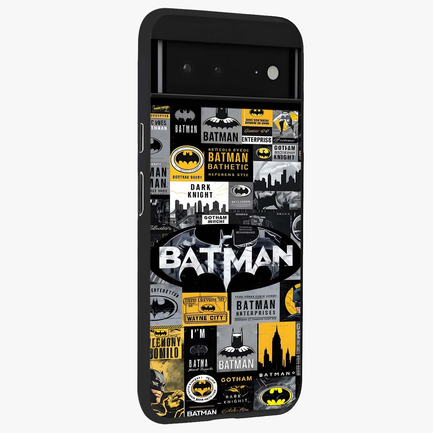 Knight Gotham Rise Glass Case upright view showcasing bold vigilante themed artwork with gothic city vibe.
