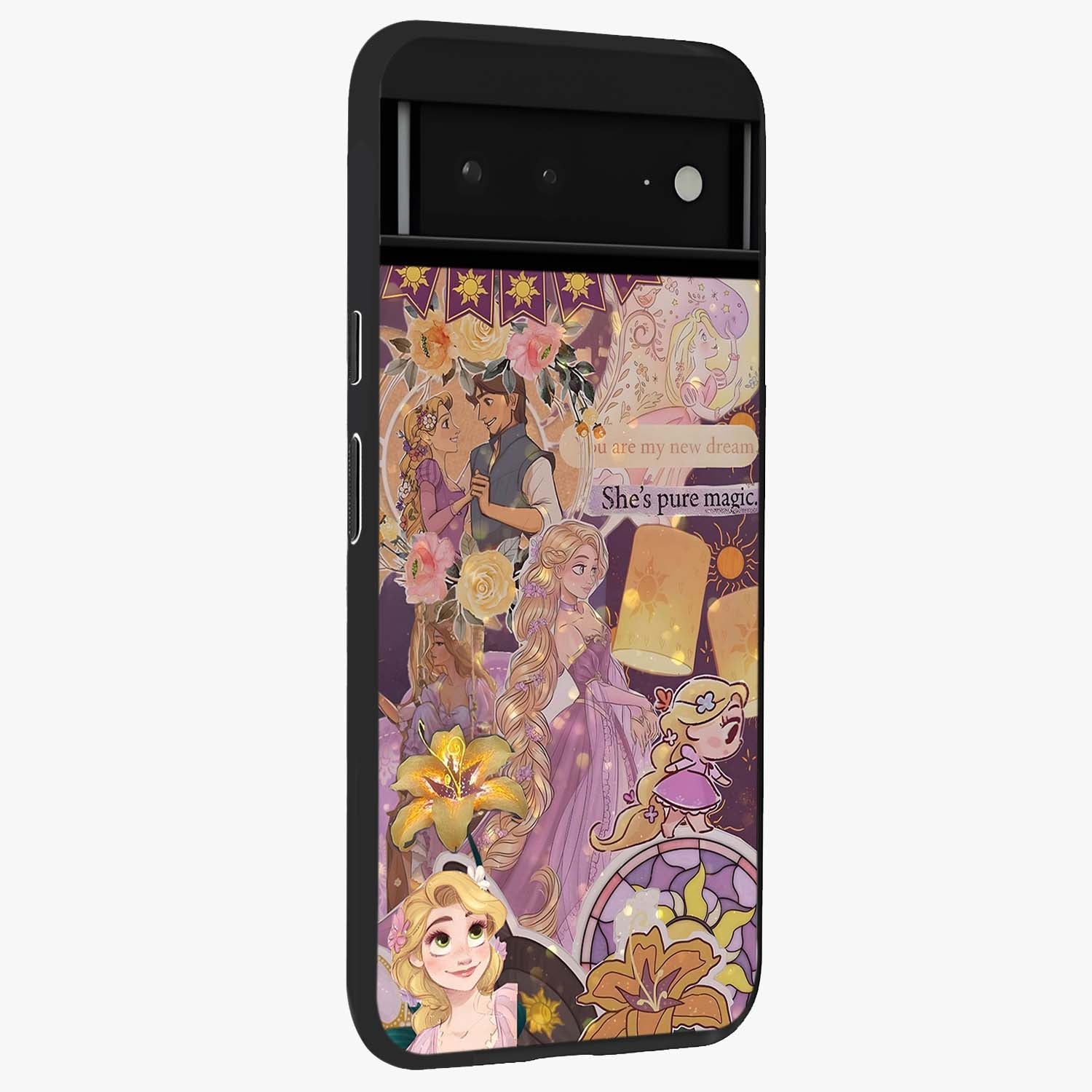 Magical Tangled Dream Glass Case upright view showcasing enchanting artistic artwork with dreamy fantasy theme.