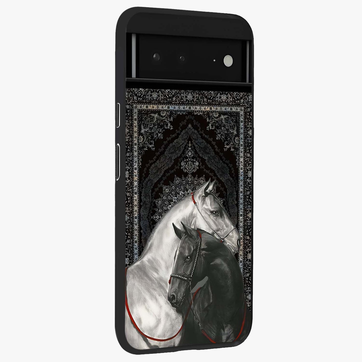 Majestic Ride Legacy Glass Case upright view showcasing dynamic ride inspired artwork with modern automotive theme.