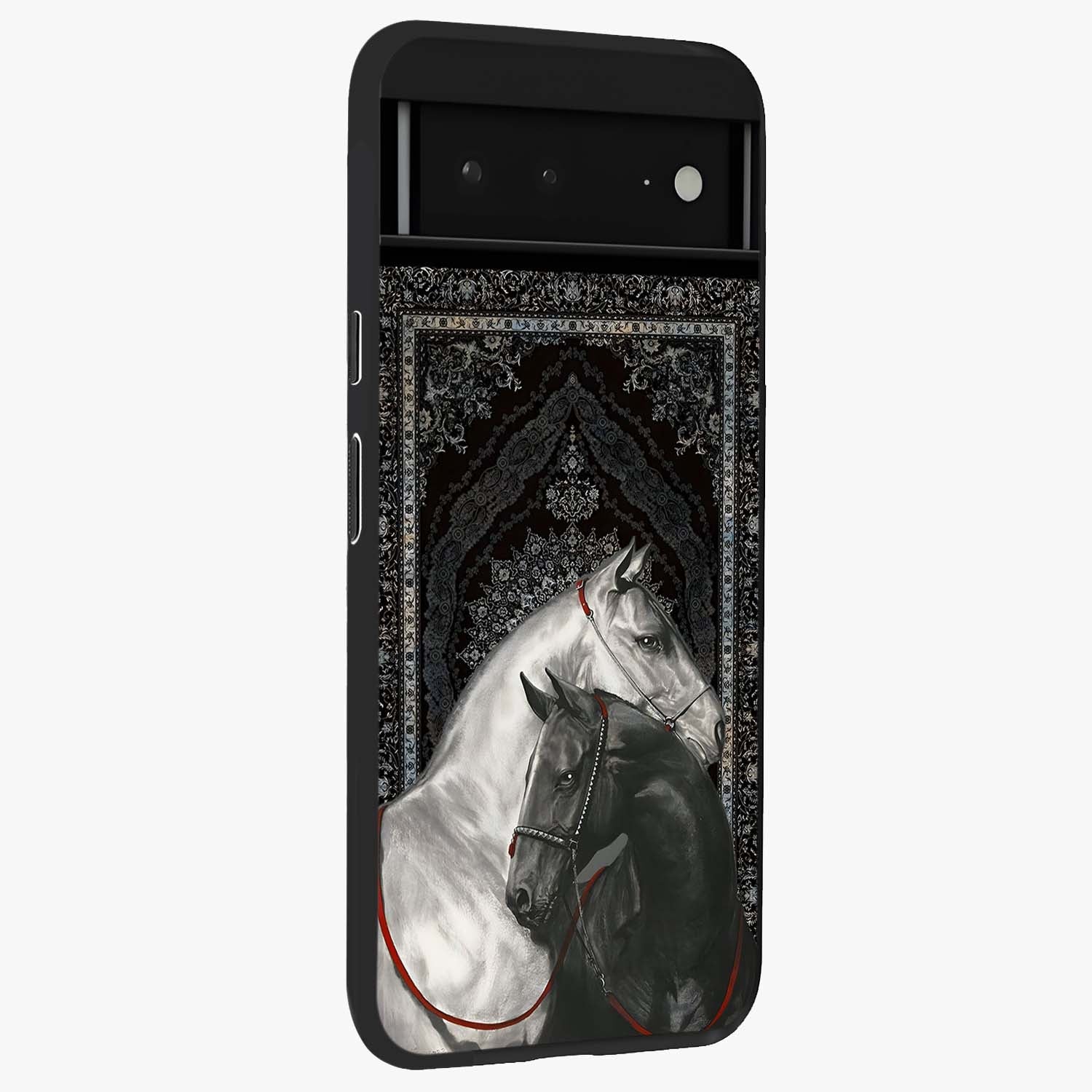 Majestic Ride Legacy Glass Case upright view showcasing dynamic ride inspired artwork with modern automotive theme.