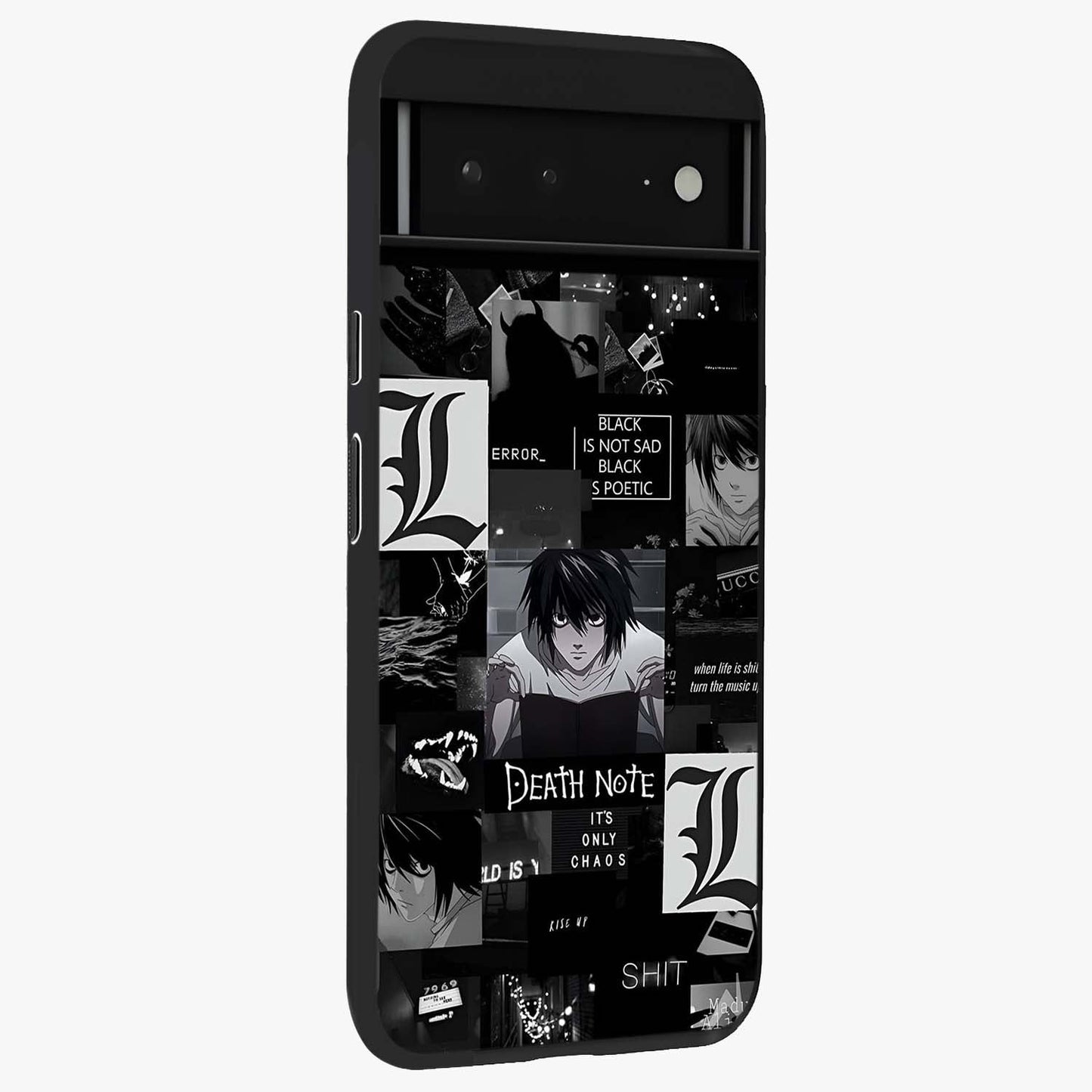 Midnight Chaos Mind Glass Case upright view showcasing expressive abstract artwork with bold dark theme.