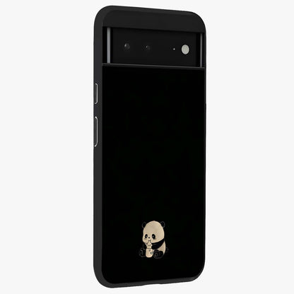 Midnight Panda Love Glass Case upright view showcasing charming panda artwork with playful romantic theme.