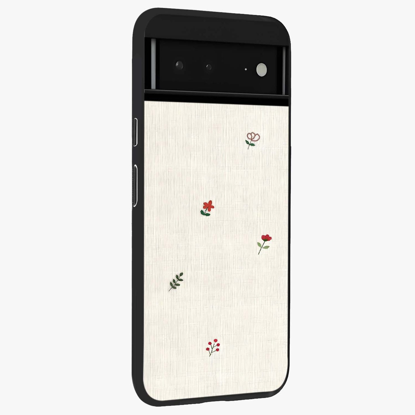 Minimalistic Blue With White Flower Pattern Glass Case upright view showcasing clean white flower artwork with calming blue theme.