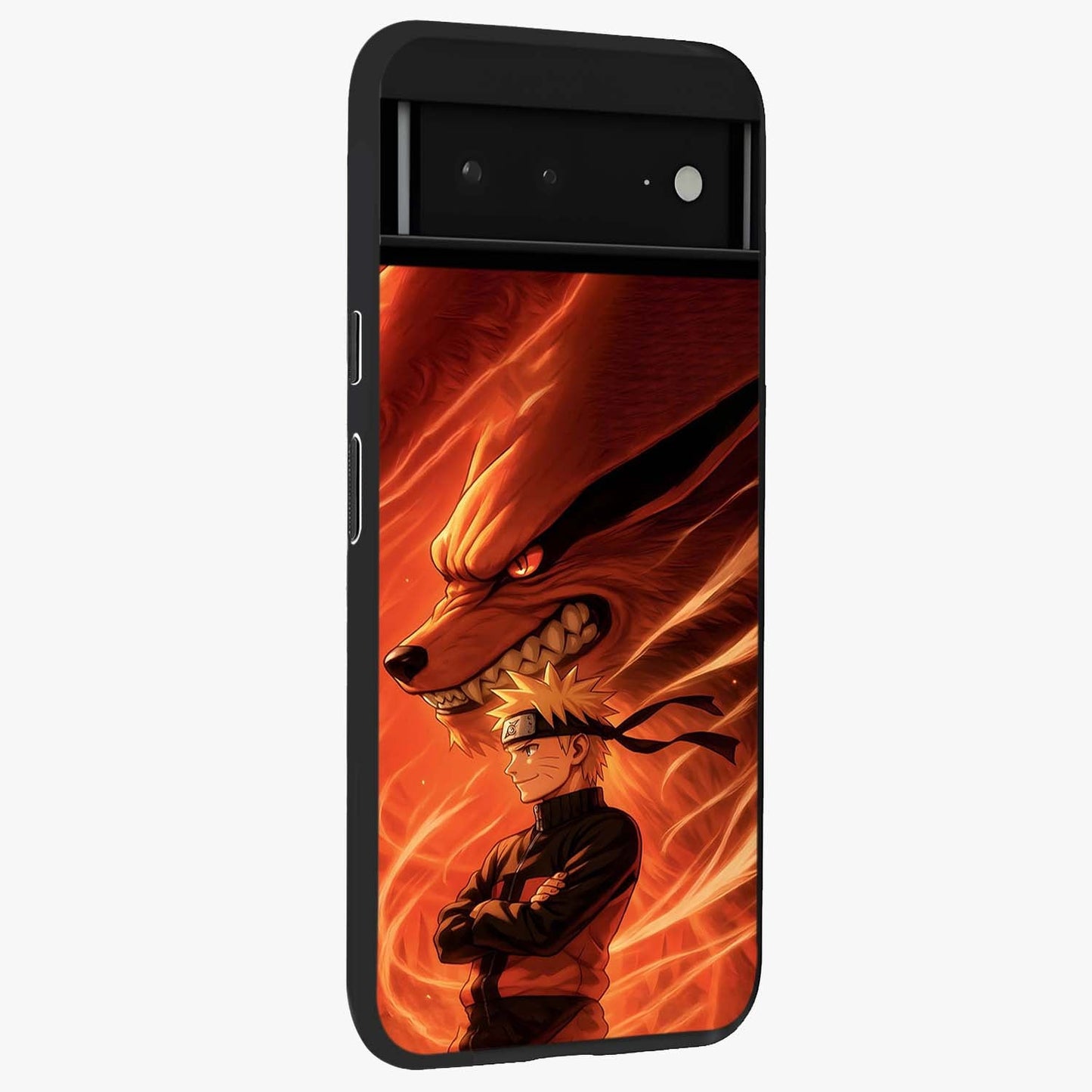Nine Tails Legacy Glass Case upright view showcasing dramatic nine-tails artwork with intense anime themed design.