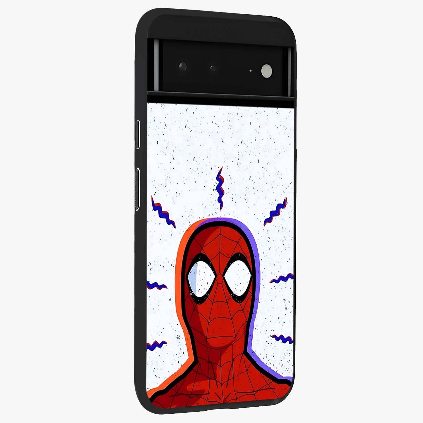 Omg Spiderman Glass Case upright view showcasing energetic superhero artwork with vibrant comic theme.