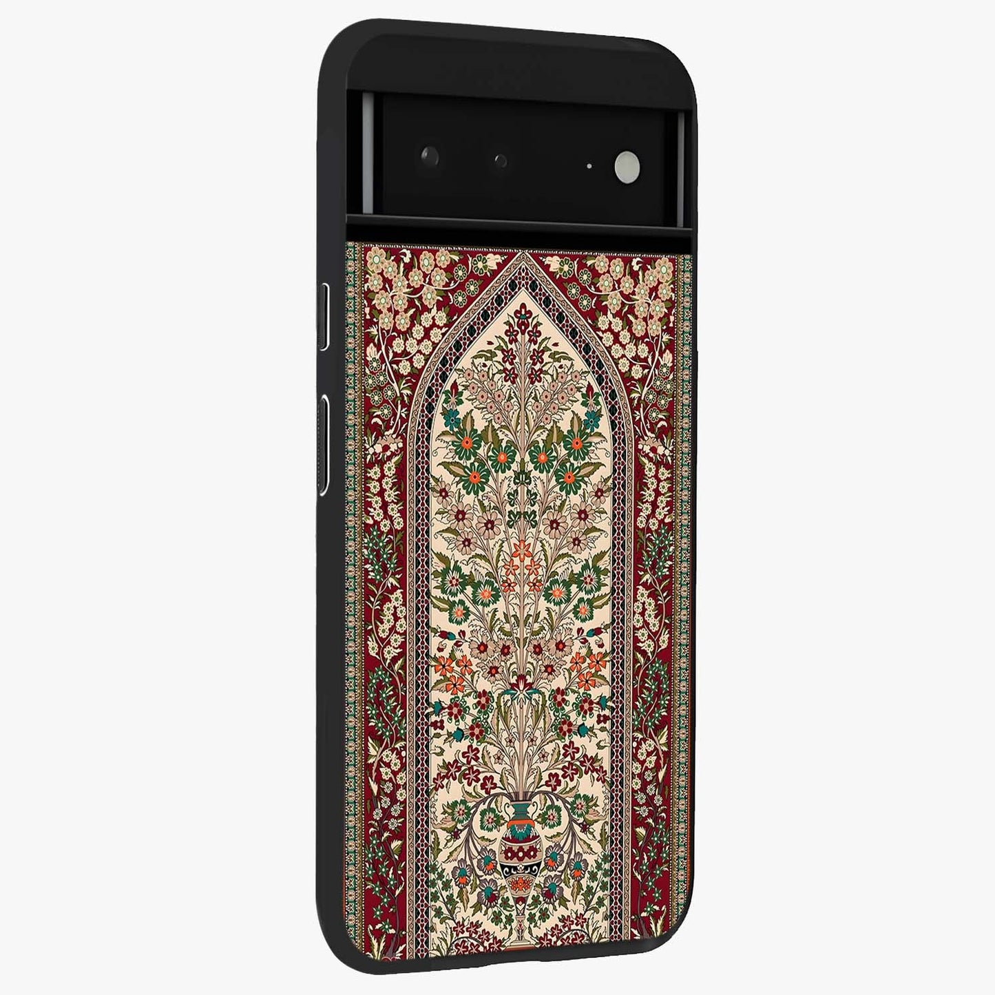 Persian Inspired Glass Case upright view showcasing decorative Persian artwork with rich heritage theme.